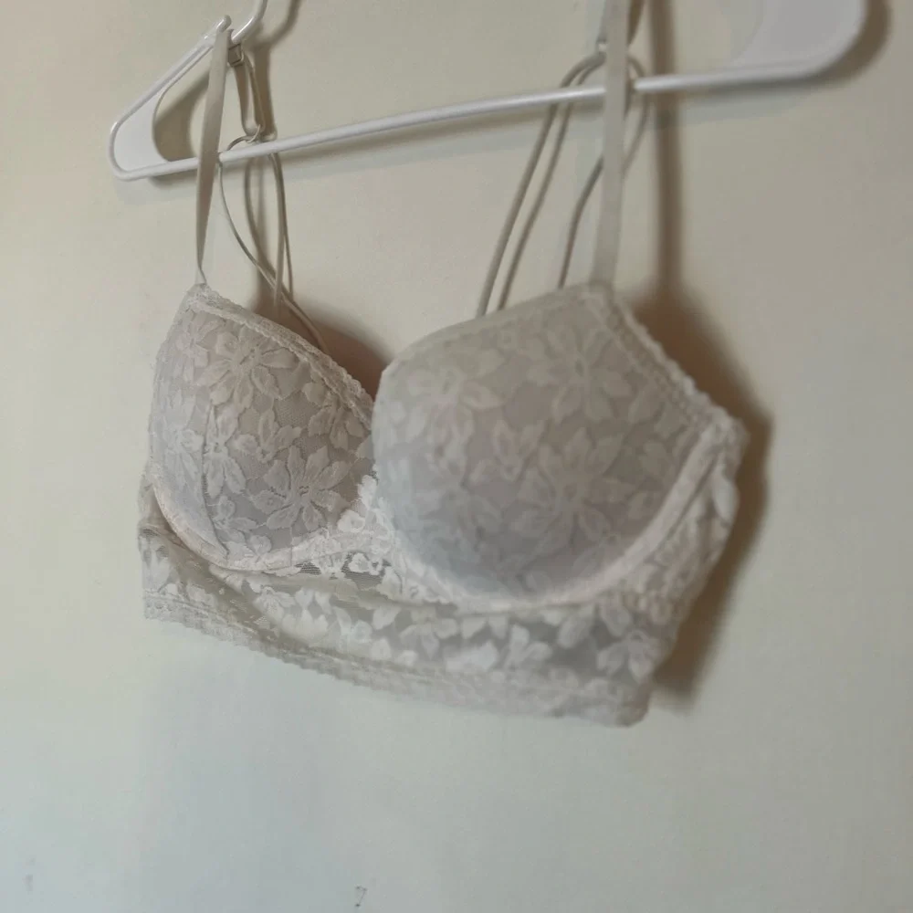 PINK Large White Lace Bralette